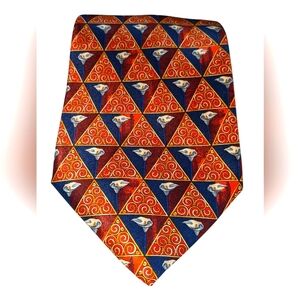 Lanvin Paris Geometric Red and Blue Silk Men's